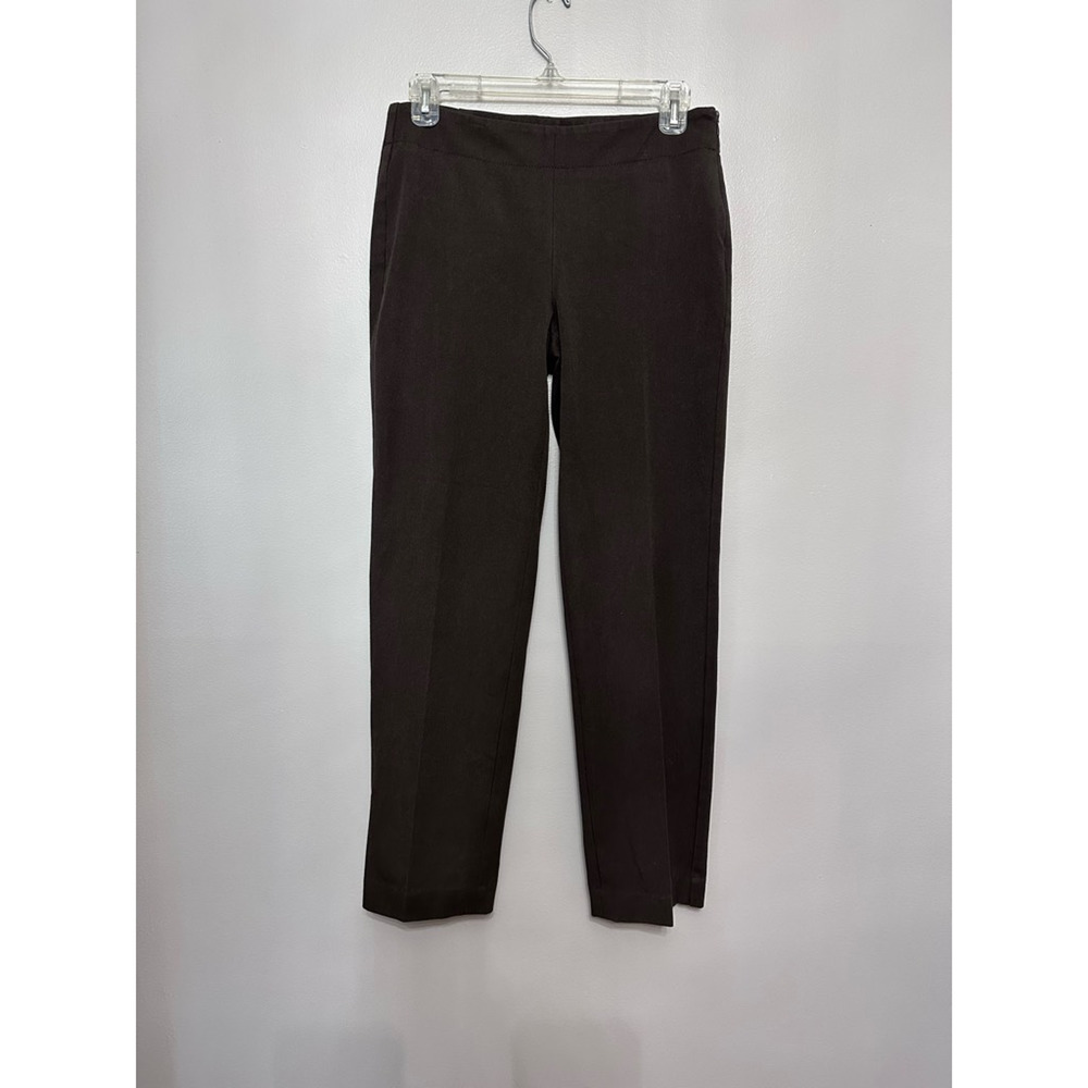Talbots Womens Heritage Dress Career Pants Brown Zip Stretch Petites 4P